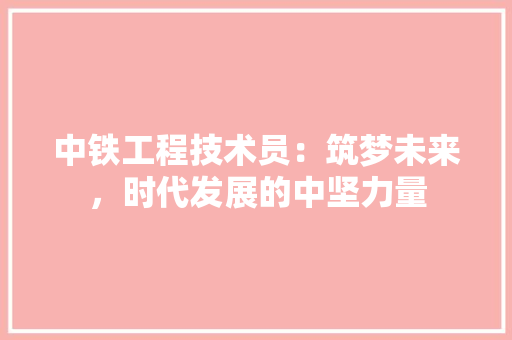 中铁工程技术员：筑梦未来，时代发展的中坚力量 家居装修