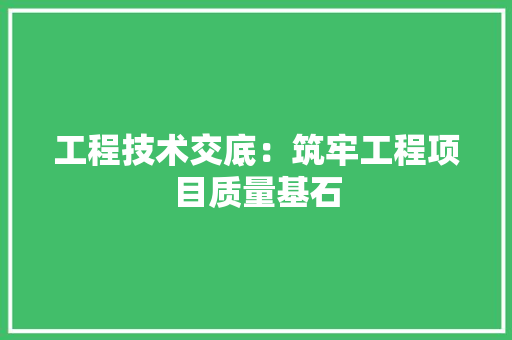 工程技术交底：筑牢工程项目质量基石 现代风格装饰