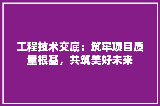 工程技术交底：筑牢项目质量根基，共筑美好未来 现代风格装饰