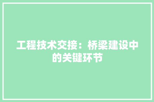 工程技术交接：桥梁建设中的关键环节 现代风格装饰