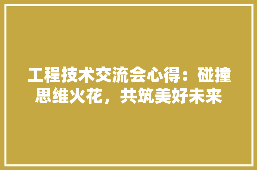 工程技术交流会心得：碰撞思维火花，共筑美好未来 现代风格装饰