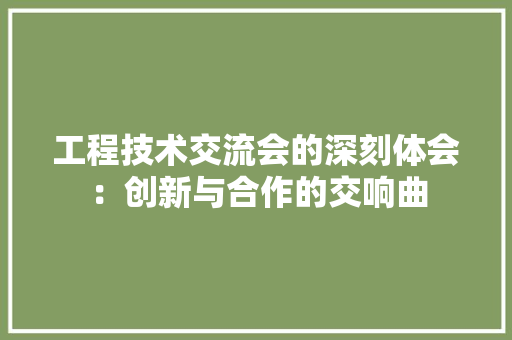 工程技术交流会的深刻体会：创新与合作的交响曲 现代风格装饰