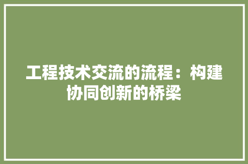 工程技术交流的流程：构建协同创新的桥梁 现代风格装饰