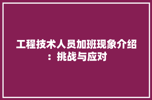 工程技术人员加班现象介绍：挑战与应对 现代风格装饰