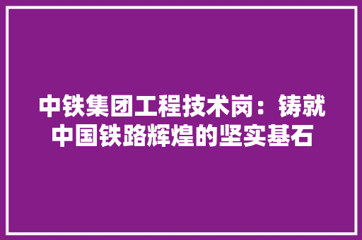 中铁集团工程技术岗：铸就中国铁路辉煌的坚实基石 家居装修