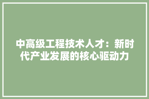 中高级工程技术人才：新时代产业发展的核心驱动力 家居装修
