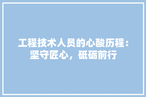 工程技术人员的心酸历程：坚守匠心，砥砺前行 现代风格装饰
