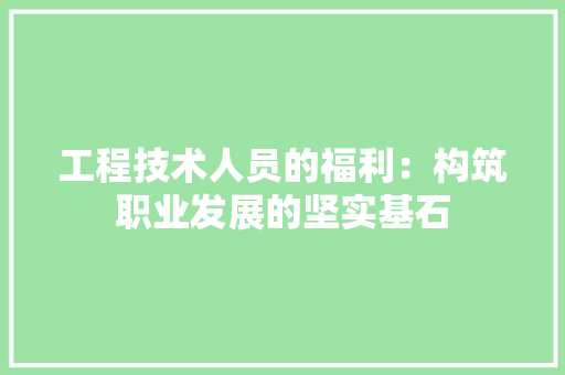 工程技术人员的福利：构筑职业发展的坚实基石 现代风格装饰