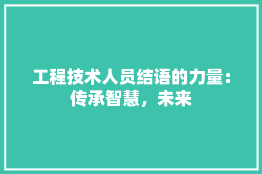 工程技术人员结语的力量：传承智慧，未来 现代风格装饰