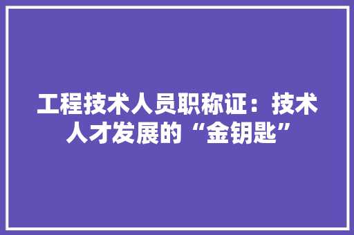 工程技术人员职称证：技术人才发展的“金钥匙”