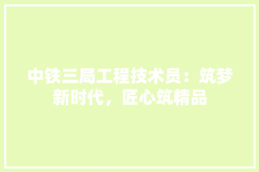 中铁三局工程技术员：筑梦新时代，匠心筑精品 家居装修