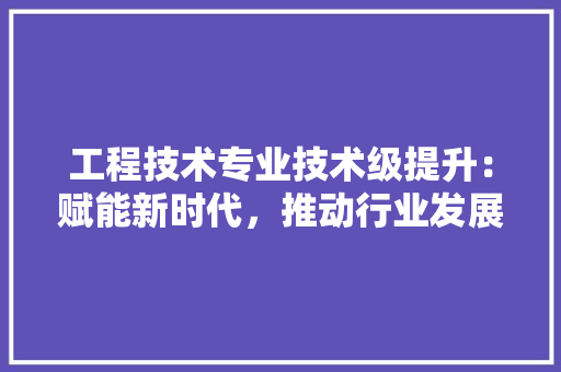工程技术专业技术级提升：赋能新时代，推动行业发展 现代风格装饰