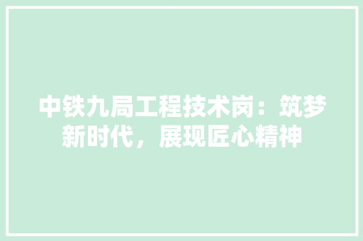 中铁九局工程技术岗：筑梦新时代，展现匠心精神 家居装修