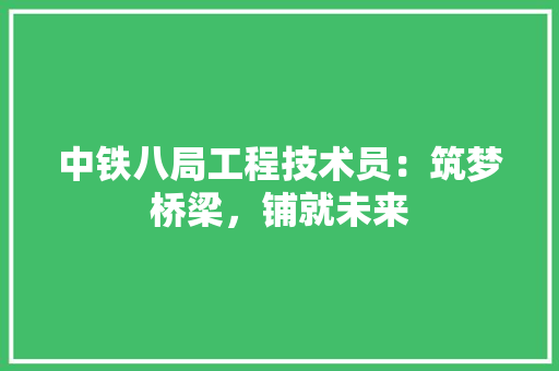 中铁八局工程技术员：筑梦桥梁，铺就未来