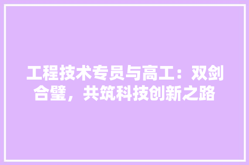 工程技术专员与高工：双剑合璧，共筑科技创新之路