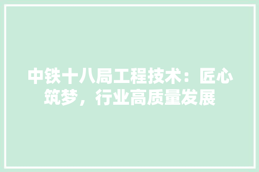 中铁十八局工程技术：匠心筑梦，行业高质量发展 家居装修