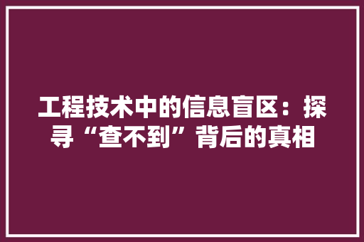 工程技术中的信息盲区：探寻“查不到”背后的真相 现代风格装饰