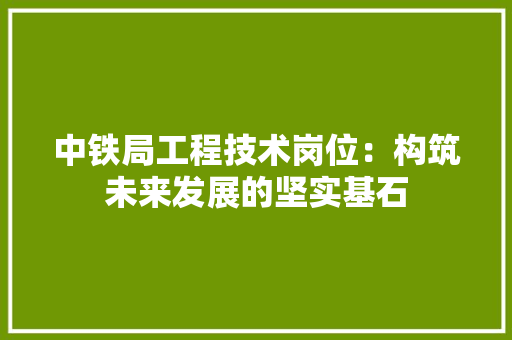 中铁局工程技术岗位：构筑未来发展的坚实基石 家居装修