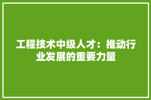 工程技术中级人才：推动行业发展的重要力量