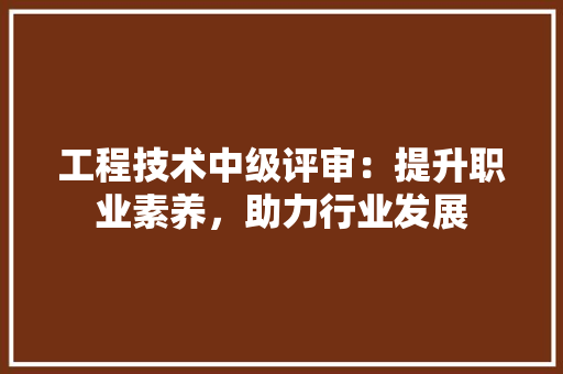 工程技术中级评审：提升职业素养，助力行业发展 现代风格装饰