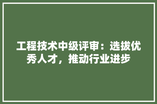 工程技术中级评审：选拔优秀人才，推动行业进步