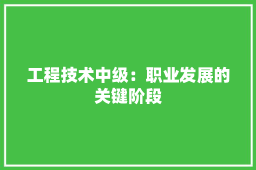 工程技术中级：职业发展的关键阶段 现代风格装饰