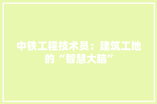 中铁工程技术员：建筑工地的“智慧大脑” 家居装修