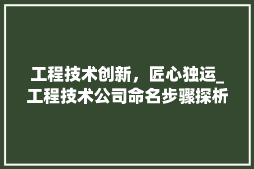 工程技术创新，匠心独运_工程技术公司命名步骤探析 现代风格装饰