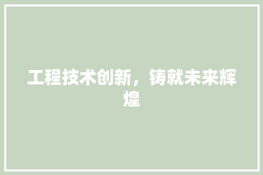 工程技术创新，铸就未来辉煌