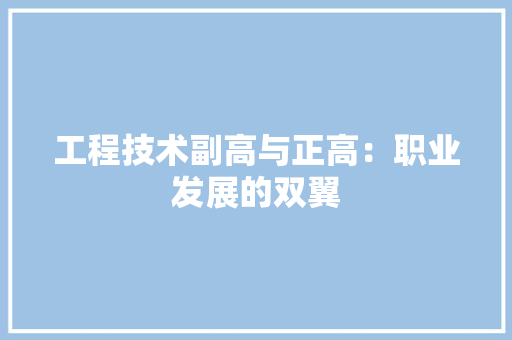 工程技术副高与正高：职业发展的双翼 现代风格装饰