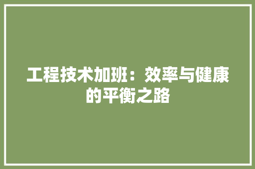 工程技术加班：效率与健康的平衡之路 现代风格装饰