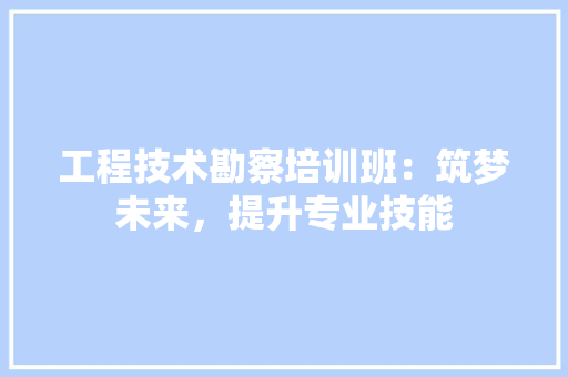 工程技术勘察培训班：筑梦未来，提升专业技能 现代风格装饰