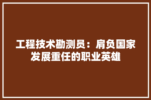 工程技术勘测员：肩负国家发展重任的职业英雄 现代风格装饰