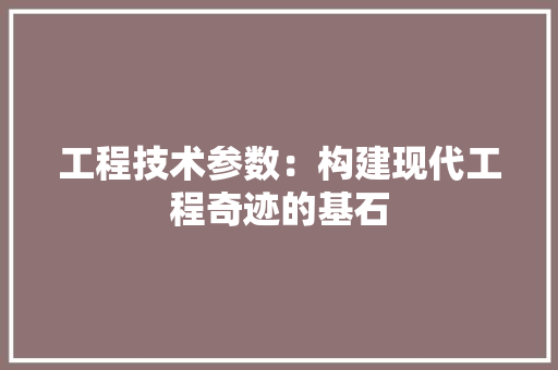 工程技术参数：构建现代工程奇迹的基石 现代风格装饰