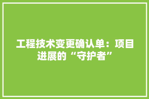 工程技术变更确认单：项目进展的“守护者” 现代风格装饰