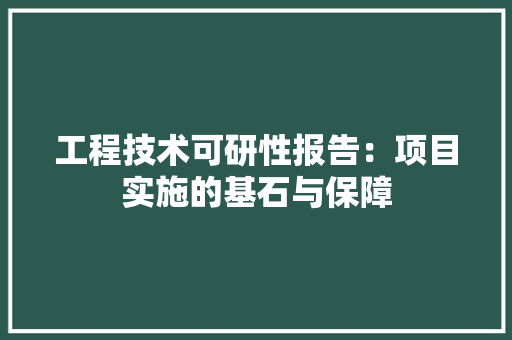 工程技术可研性报告：项目实施的基石与保障 现代风格装饰
