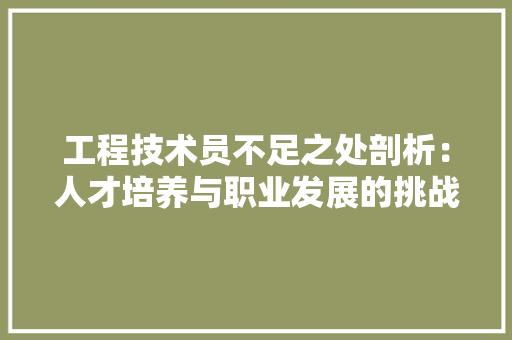 工程技术员不足之处剖析：人才培养与职业发展的挑战 现代风格装饰