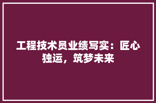 工程技术员业绩写实：匠心独运，筑梦未来 现代风格装饰