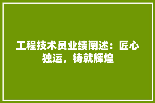 工程技术员业绩阐述：匠心独运，铸就辉煌