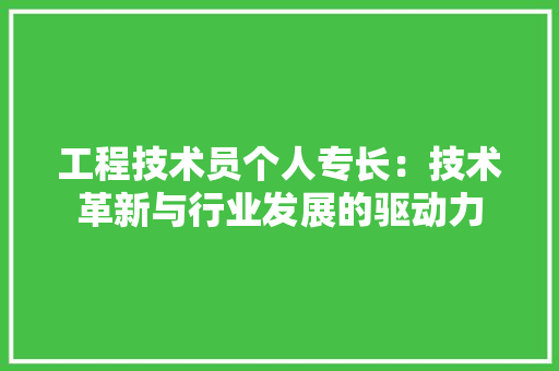 工程技术员个人专长：技术革新与行业发展的驱动力 现代风格装饰
