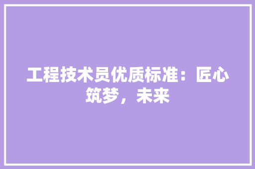 工程技术员优质标准：匠心筑梦，未来 现代风格装饰