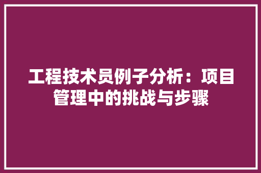 工程技术员例子分析：项目管理中的挑战与步骤 现代风格装饰