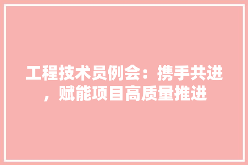 工程技术员例会：携手共进，赋能项目高质量推进 现代风格装饰