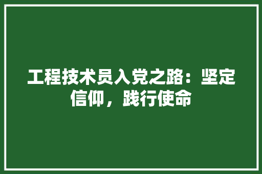 工程技术员入党之路：坚定信仰，践行使命 现代风格装饰