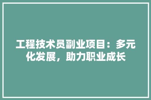 工程技术员副业项目：多元化发展，助力职业成长 现代风格装饰