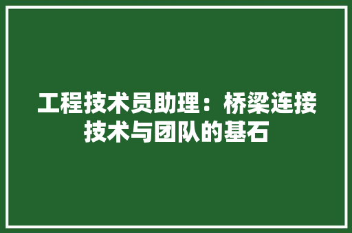 工程技术员助理：桥梁连接技术与团队的基石 现代风格装饰