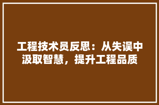 工程技术员反思：从失误中汲取智慧，提升工程品质 现代风格装饰