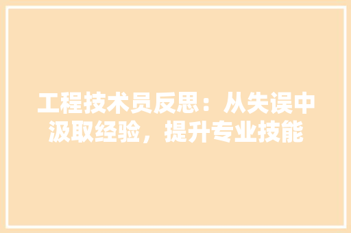 工程技术员反思：从失误中汲取经验，提升专业技能 现代风格装饰