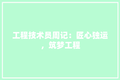 工程技术员周记：匠心独运，筑梦工程 现代风格装饰