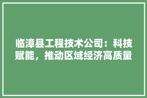 临漳县工程技术公司：科技赋能，推动区域经济高质量发展 家居装修